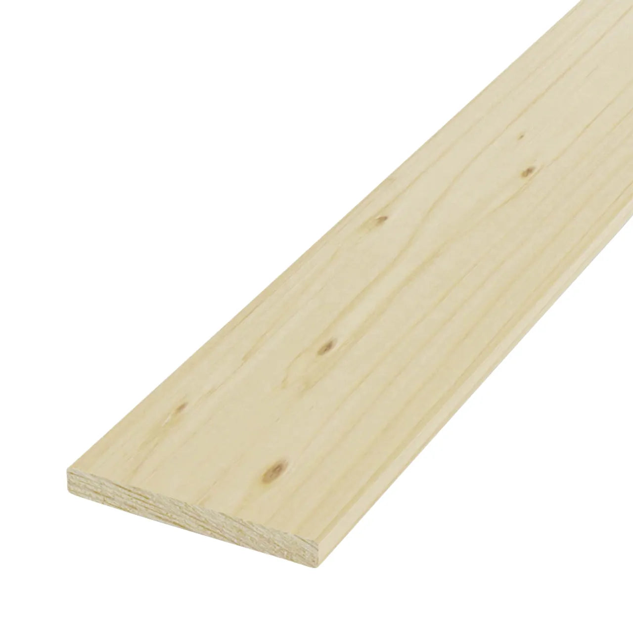 A 1 in. x 8 in. x 8 ft. Go Build Premium Kiln-Dried Square Edge Whitewood Common Board with a smooth surface and visible wood grain and knots, shown flat on a white background.